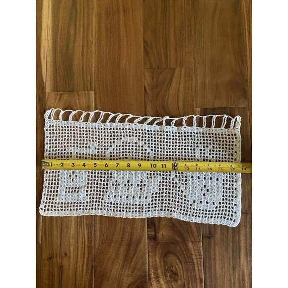 Handmade Crochet White Coffee Short Curtain Valance Panels 100% Cotton - Picture 6 of 6